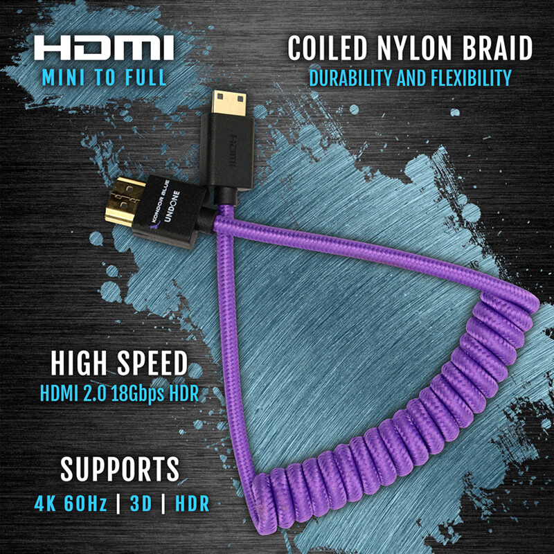 Kondor Blue Gerald Undone Mini HDMI to Full HDMI Cable 12